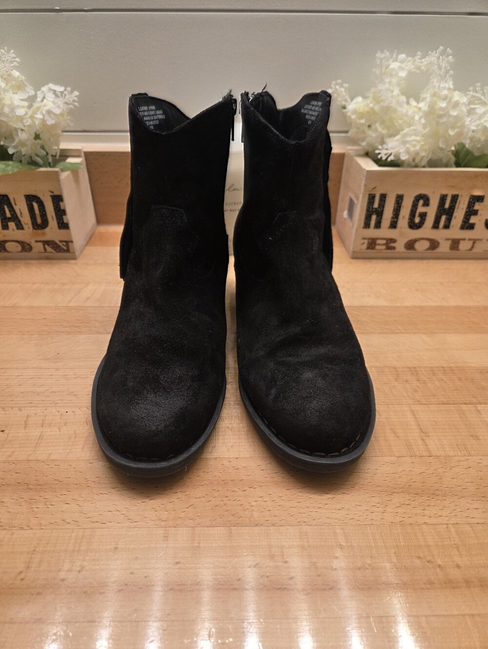 Born Alondra Black Suede Ankle Boots Women's Size 10 - Picture 2 of 10